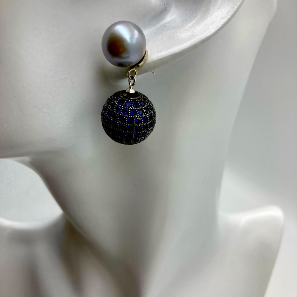 Pearl and CZ Dangle Earrings